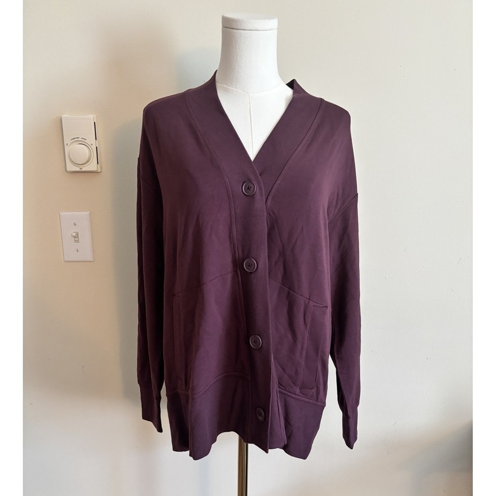 NWT Womens Small Sonoma Ultra Soft Fleece Cardigan Cozy Loungewear Merlot Purple
